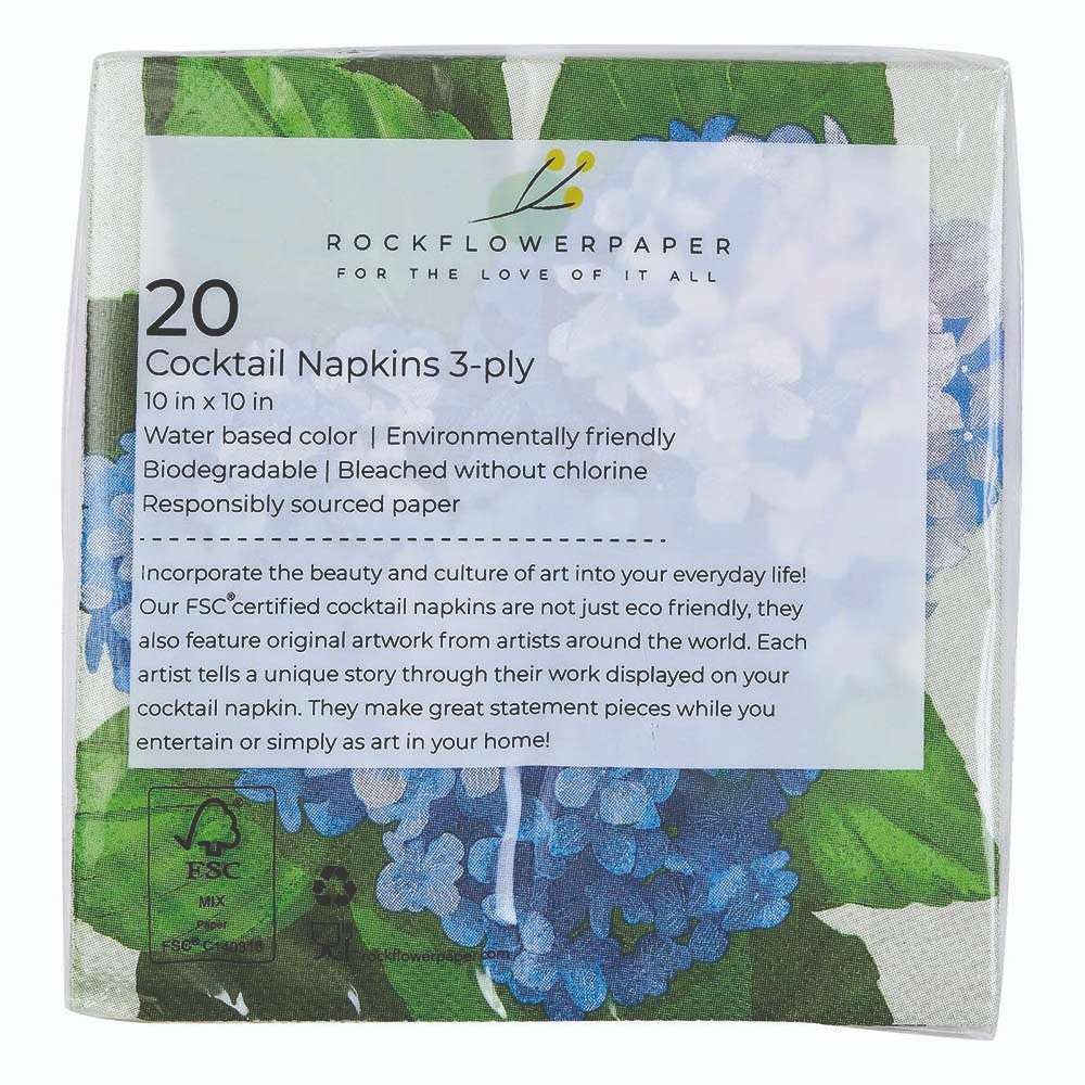 Blue Hydrangea Paper Cocktail Napkins (Pack of 25)
