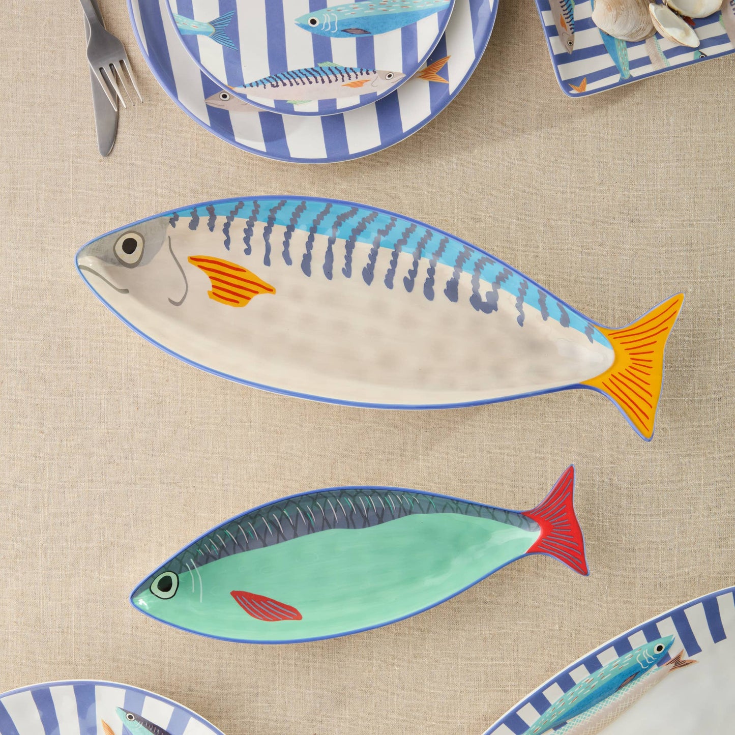 Certified International - Something Fishy - 2pc Fish Platter Set