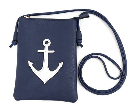 Shine Mark Accessories - Navy - Big Anchor Crossbody Bag With Cellphone Pocket