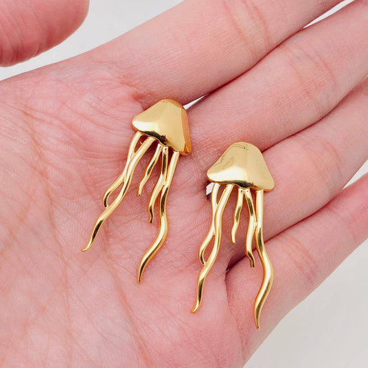 Mio Queena - Jellyfish Earrings - 18K Gold Plated Stainless Steel - FGS