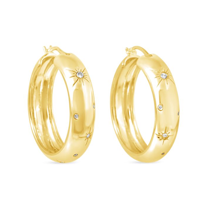 Dune Jewelry - Cosmos Hoop Earrings by Camille Kostek - 14k Gold Vermeil Large