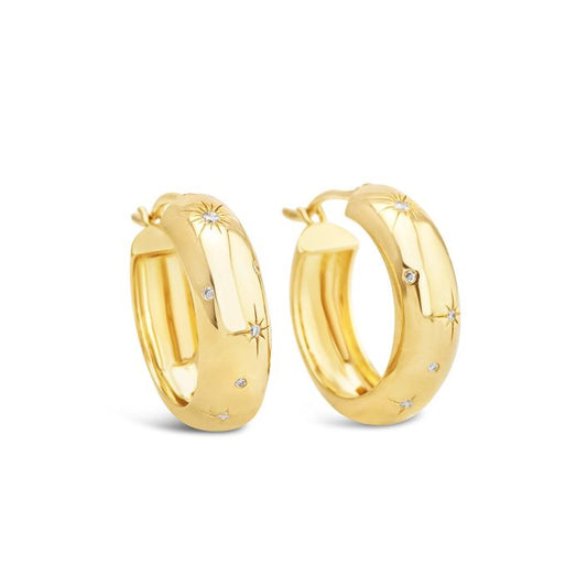 Dune Jewelry - Cosmos Hoop Earrings by Camille Kostek - 14k Gold Vermeil