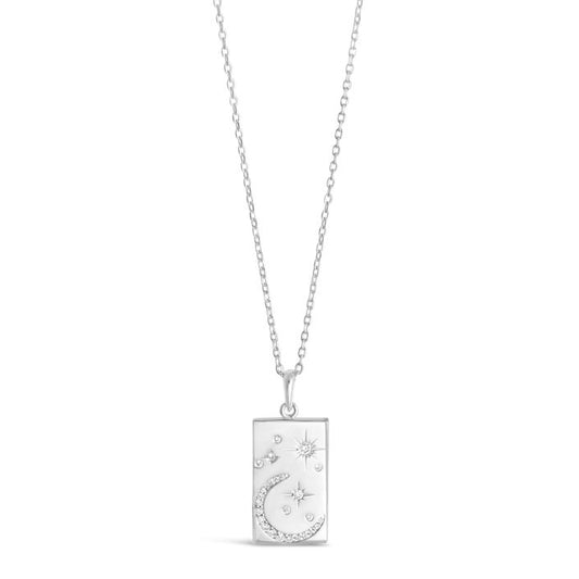 Dune Jewelry - Cosmos Rectangle Pendant Necklace by Camille Kostek - Sterling Silver