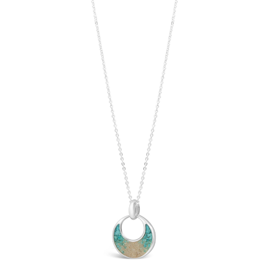 Crescent Necklace - Turquoise Gradient & Sand from Beaches of Cape Cod