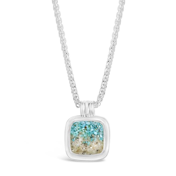 Cushion Cut Nautical Necklace - Turquoise Gradient Beaches of Cape Cod