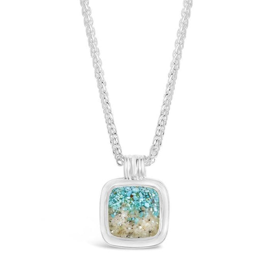 Cushion Cut Nautical Necklace - Turquoise Gradient Beaches of Cape Cod