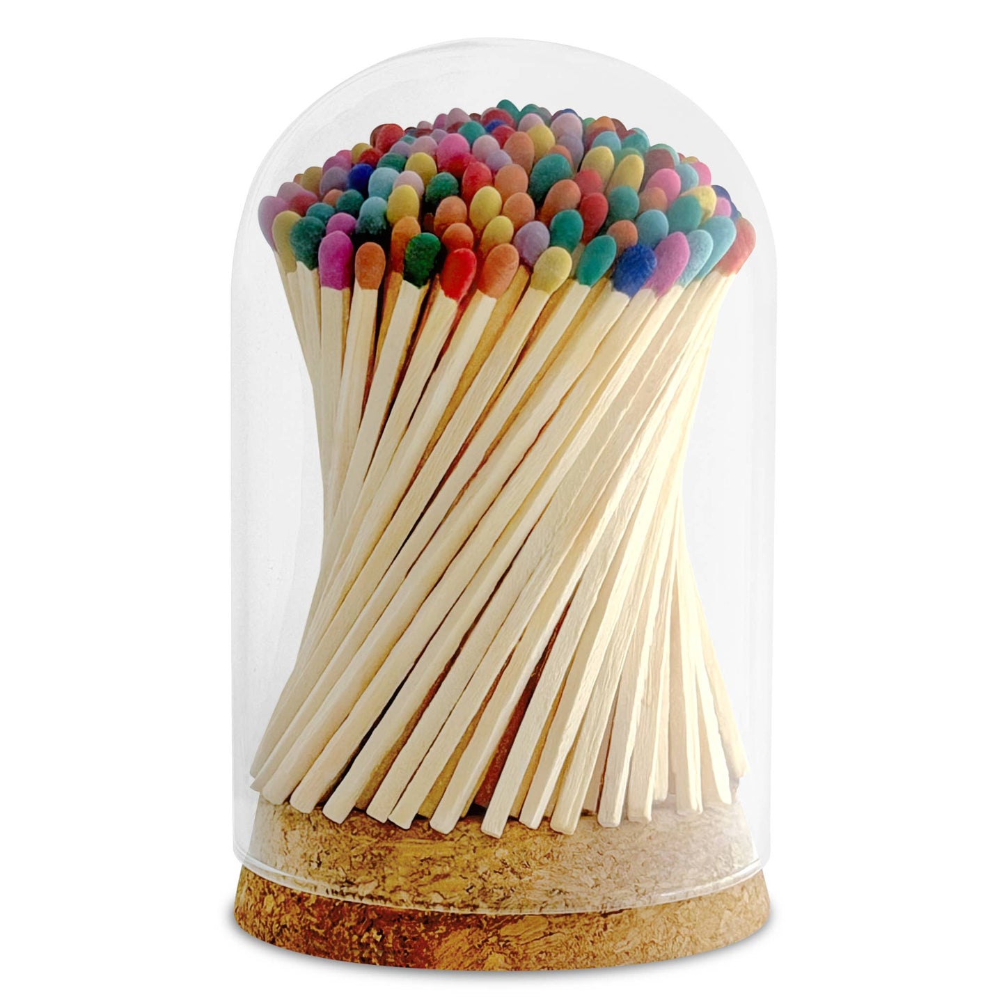 Thankful Greetings - 4" Matches in Premium Glass Cloche - Light Blue