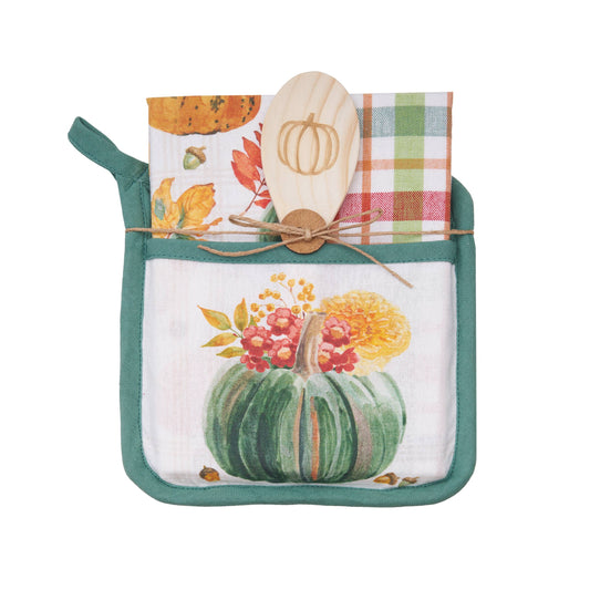 C&F Home - Fall/Harvest Teal Pumpkin Pot Holder Set
