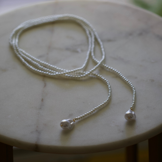 Wrap Pearl Lariat Necklace