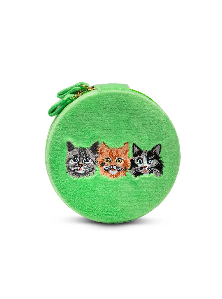 Living Royal - Velvet Jewelry Zip Case / Organizer - Kitten Caboodle -Green