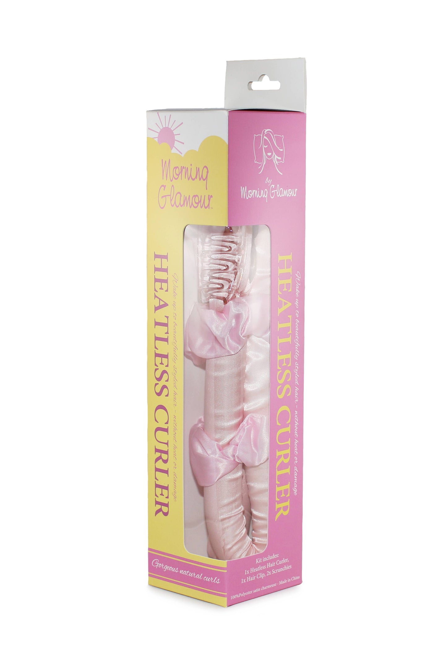 Morning Glamour - Heatless Satin Curler Set-effortless curls, no heat damage: PINK