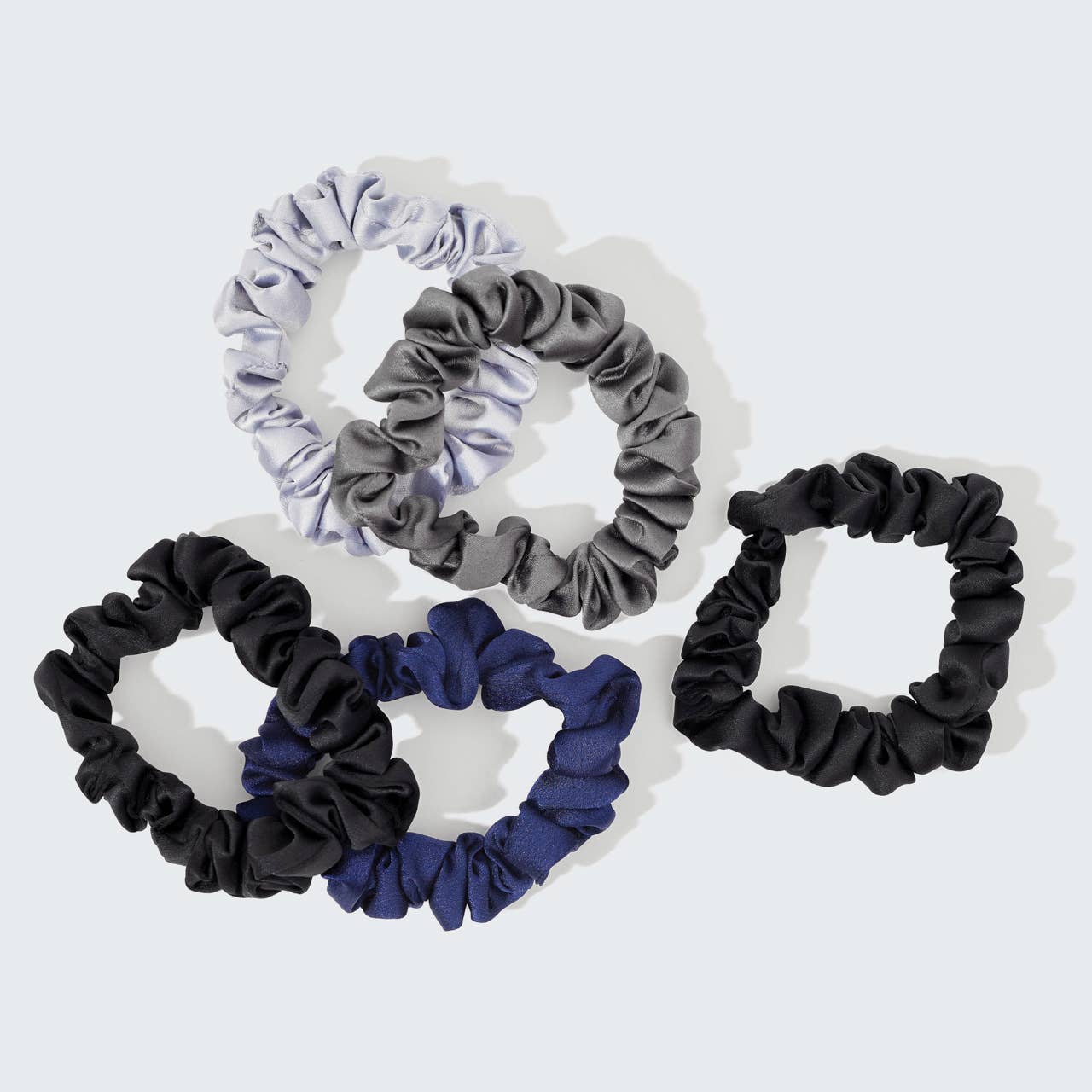 KITSCH - Satin Petite Scrunchies 5pc Set- Midnight