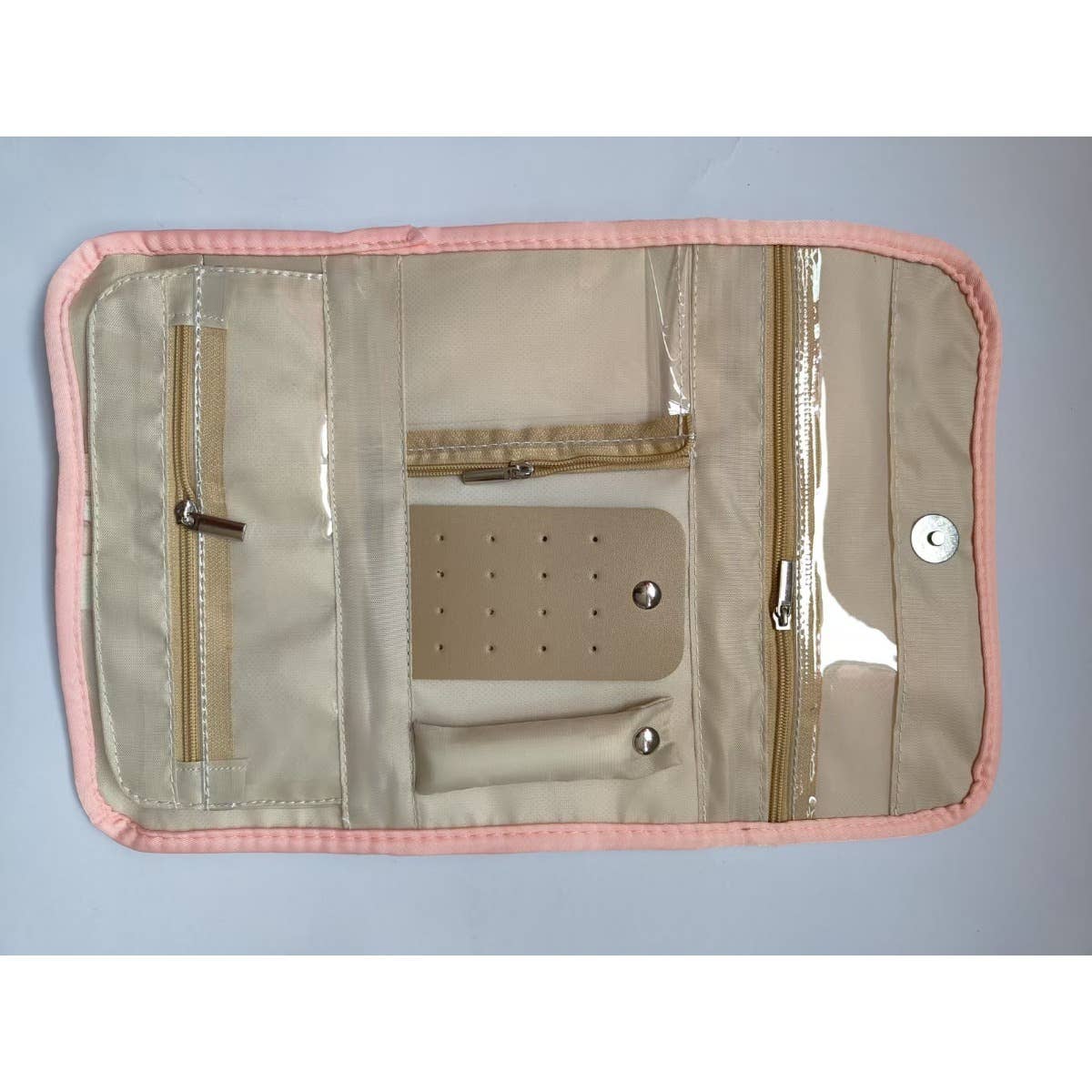 Foldable Travel Jewelry Organizer Roll - Pink