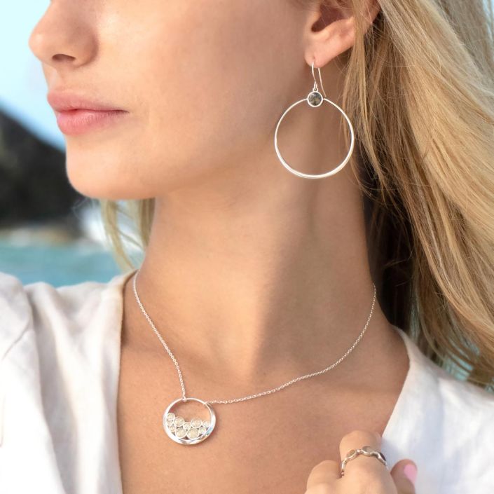 Dune Jewelry - The Daisy Hoop Earrings- Lake Ontario