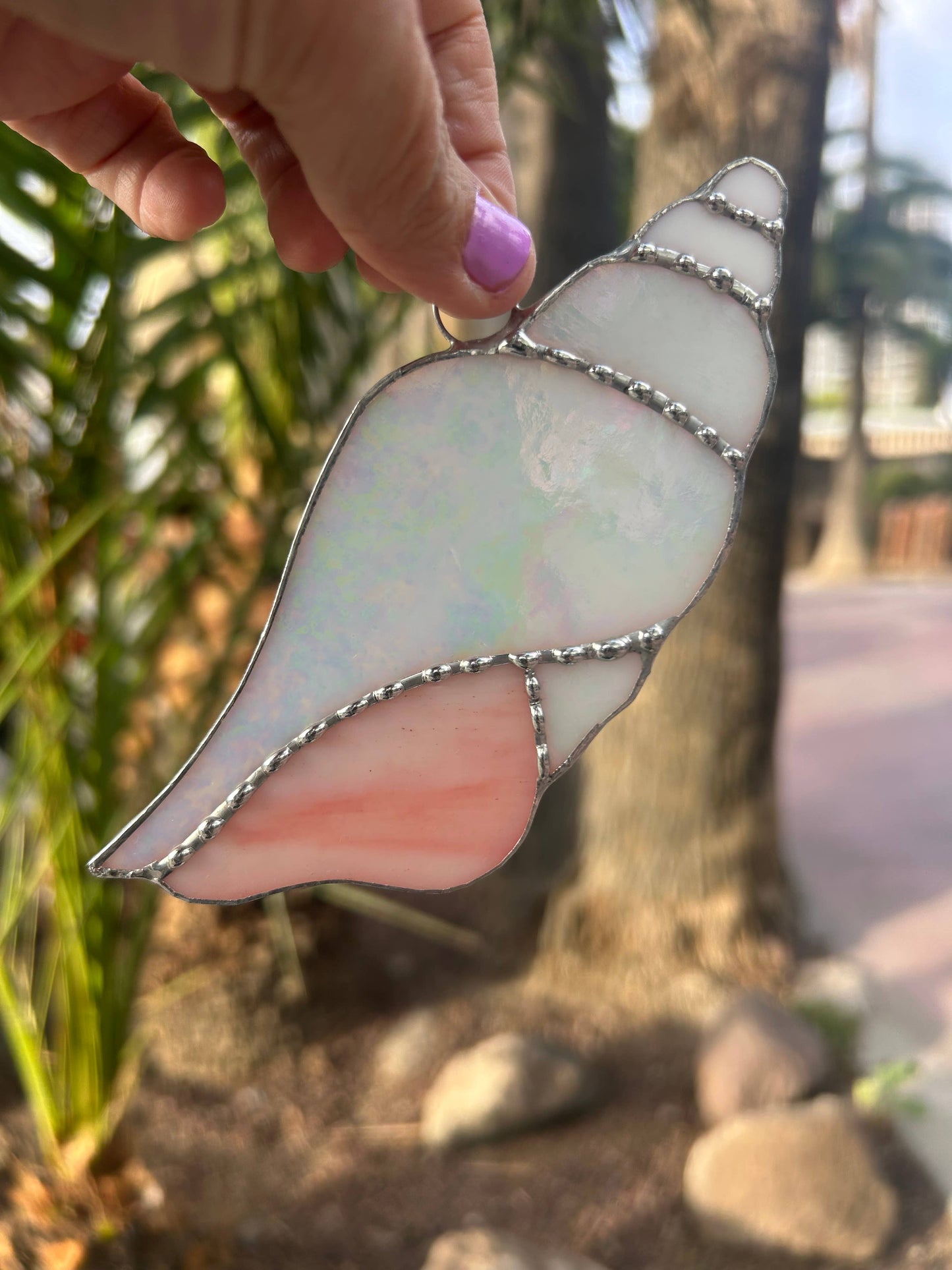Stained Glass Spiral Seashell Suncatcher
