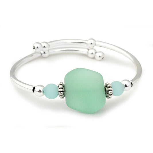 Seafoam Square Nugget Sea Glass Bracelet