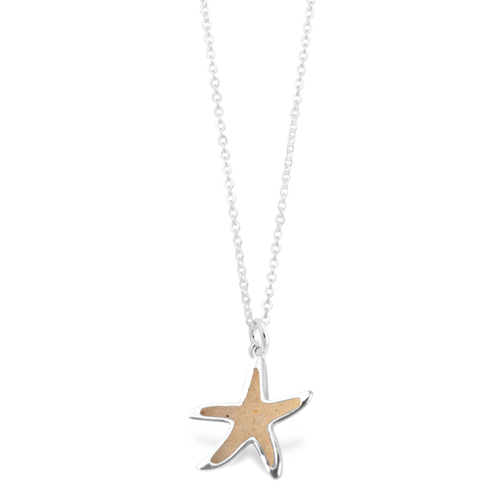 Explorer Delicate Starfish Necklace - Silver - Blue Sea Glass