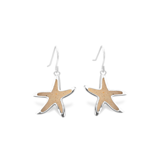 Explorer Delicate Starfish Drop Earrings - Silver, Amethyst