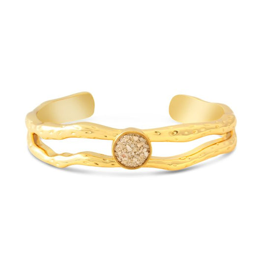 Driftwood Cuff Bracelet - Gold, Mother of Pearl