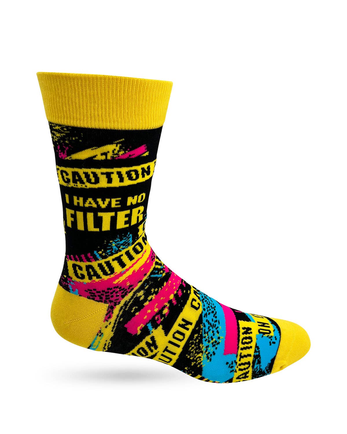 Fabdaz - Caution I Have No Filter Men's Novelty Crew Socks