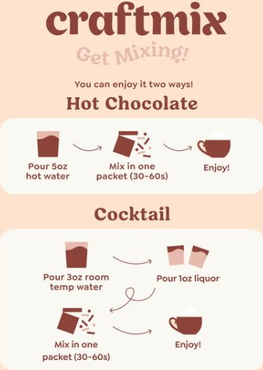 Craftmix - Cozy Hot Chocolate & Cocktail Mixer - Single Packets