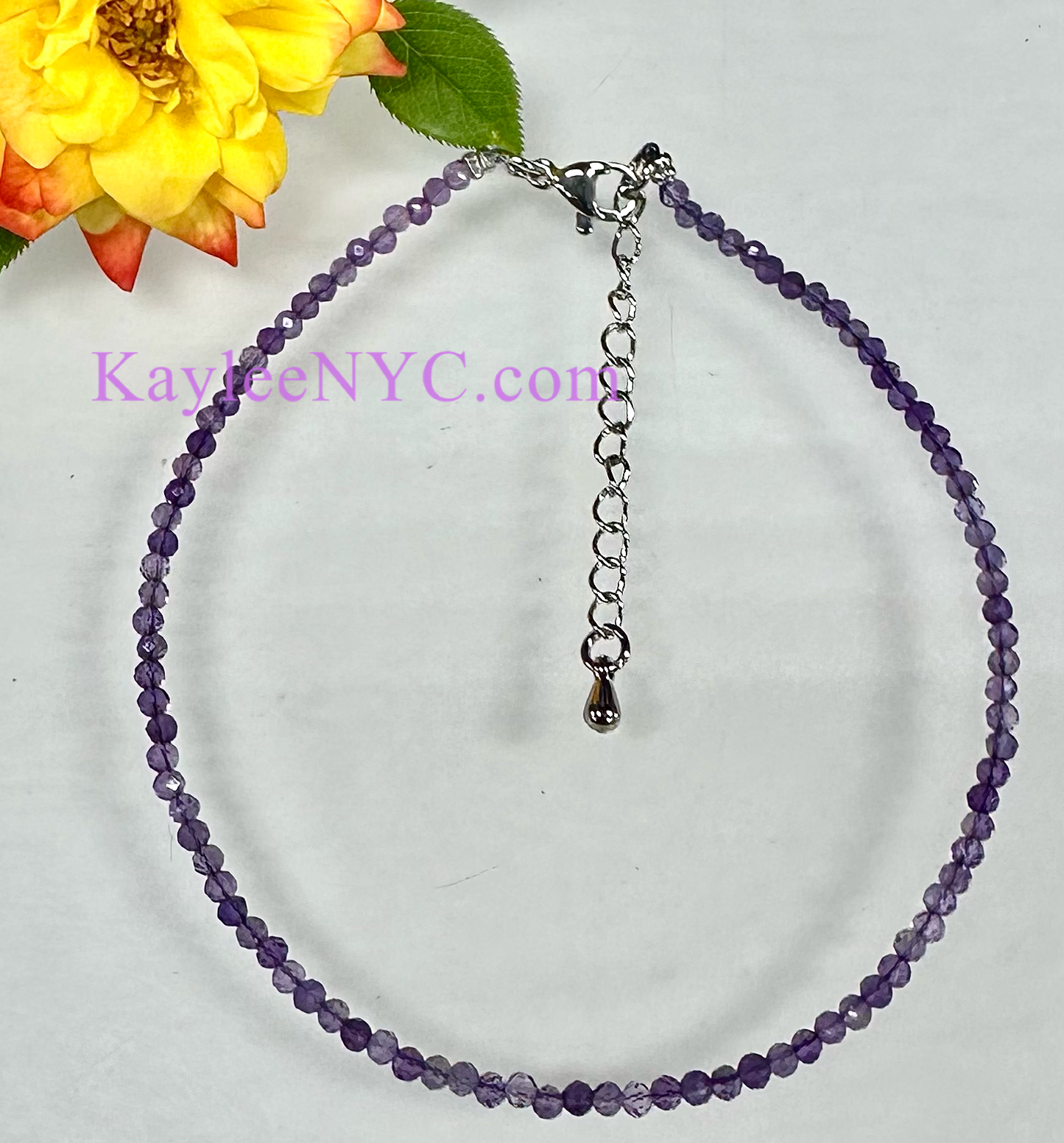 Natural Amethyst Anklet Stainless Steel Finding