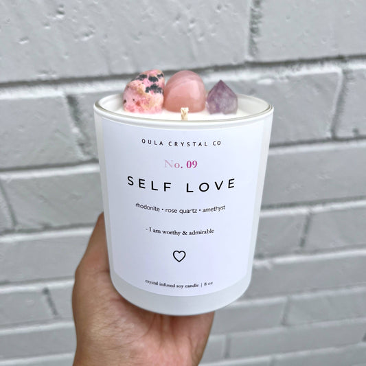 OULA CRYSTAL CO - Self Love Crystal Candle · Wholesale · Crystal Infused · Soy