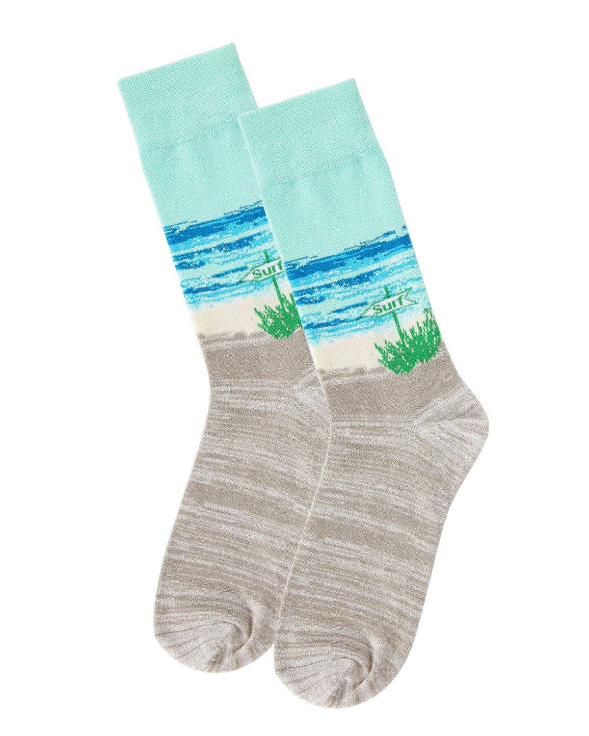 Infinity Classics - MeMoi Surf's Up Bamboo Blend Men's Crew Socks: Men's 10-13