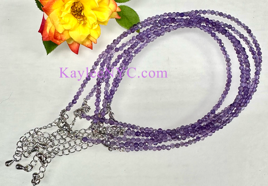 Natural Amethyst Anklet Stainless Steel Finding