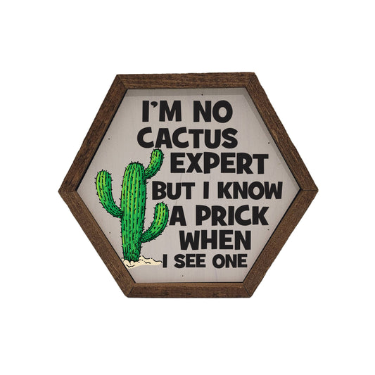 Driftless Studios - "Cactus Expert" Hexagon Sign