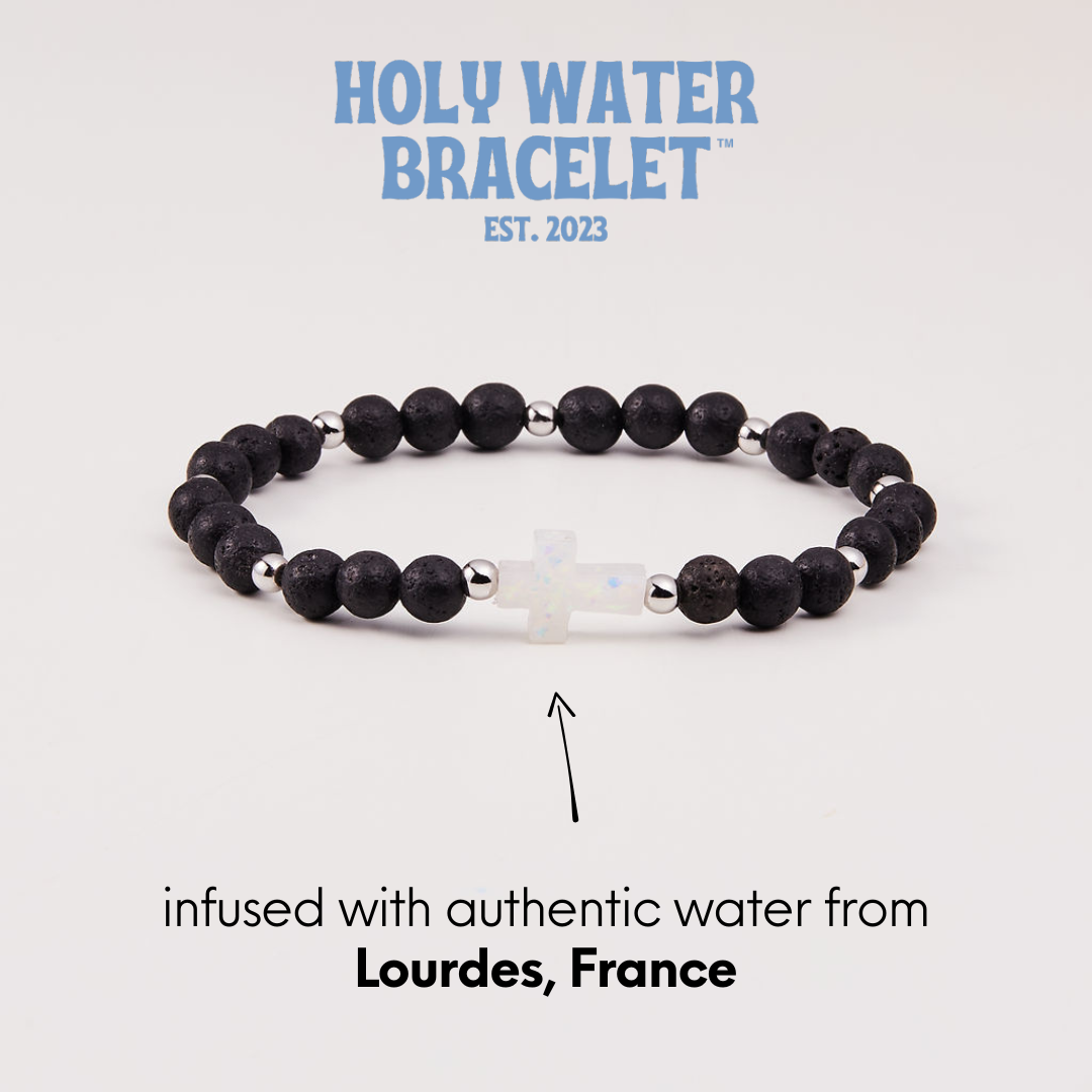Holy Water Bracelet - HOLY WATER MEN'S LAVA ROCK BRACELET: Stainless Steel Spacer Beads