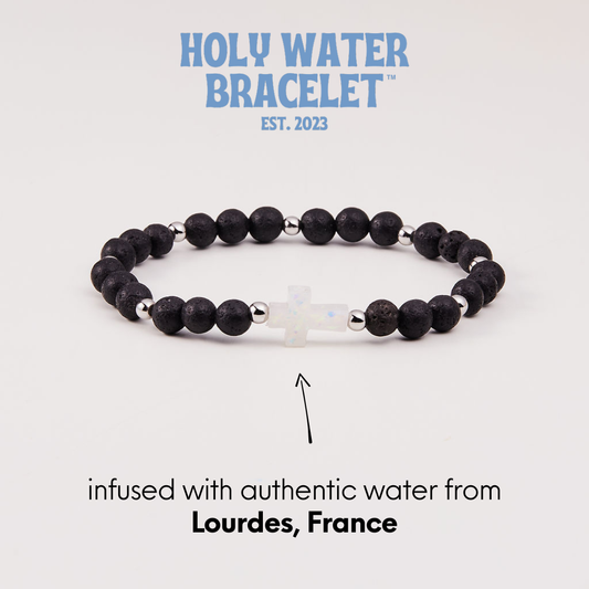 Holy Water Bracelet - HOLY WATER MEN'S LAVA ROCK BRACELET: Stainless Steel Spacer Beads