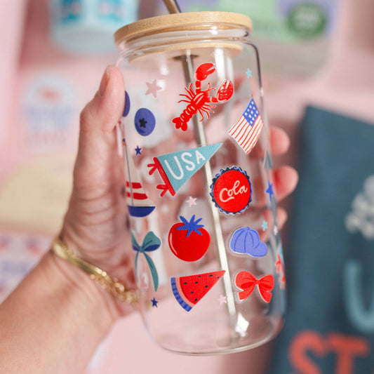 Coastal Americana Glass Can