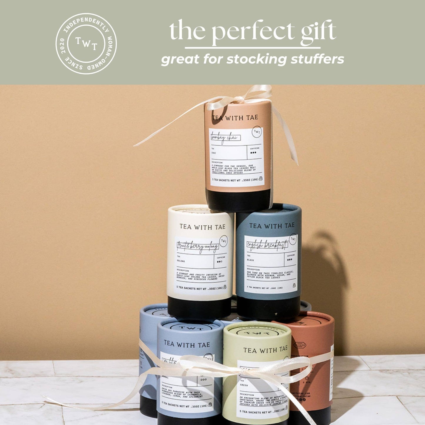 Tea with Tae - Jasmine Green Tea Mini Tube Gift (5 tea bags)