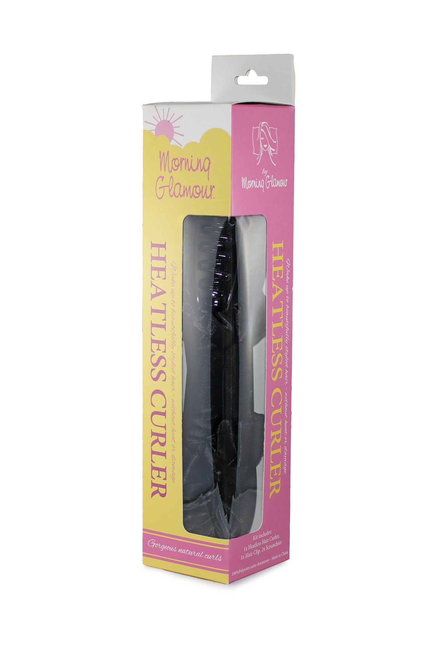 Morning Glamour - Heatless Satin Curler Set-effortless curls, no heat damage: PINK