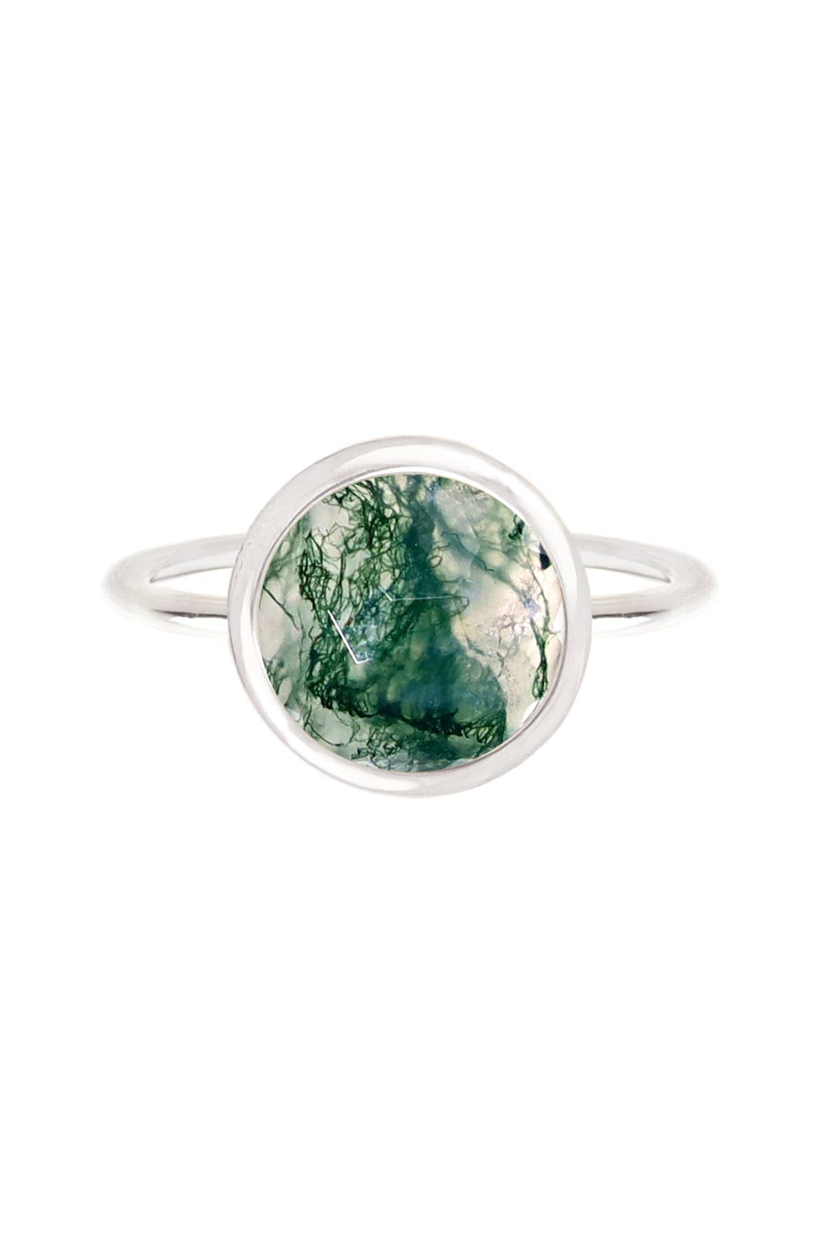 Zoey Simmons - Moss Agate Round Ring