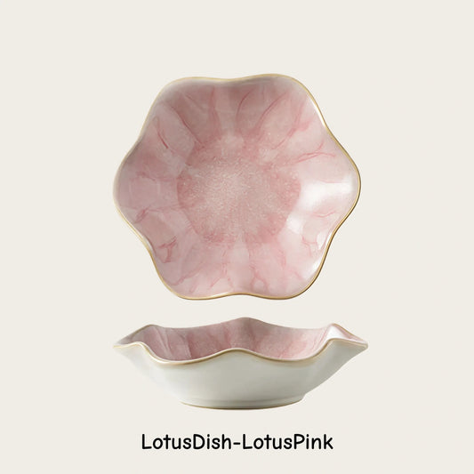 Set of 2 Ceramic Lotus Dipping Bowls