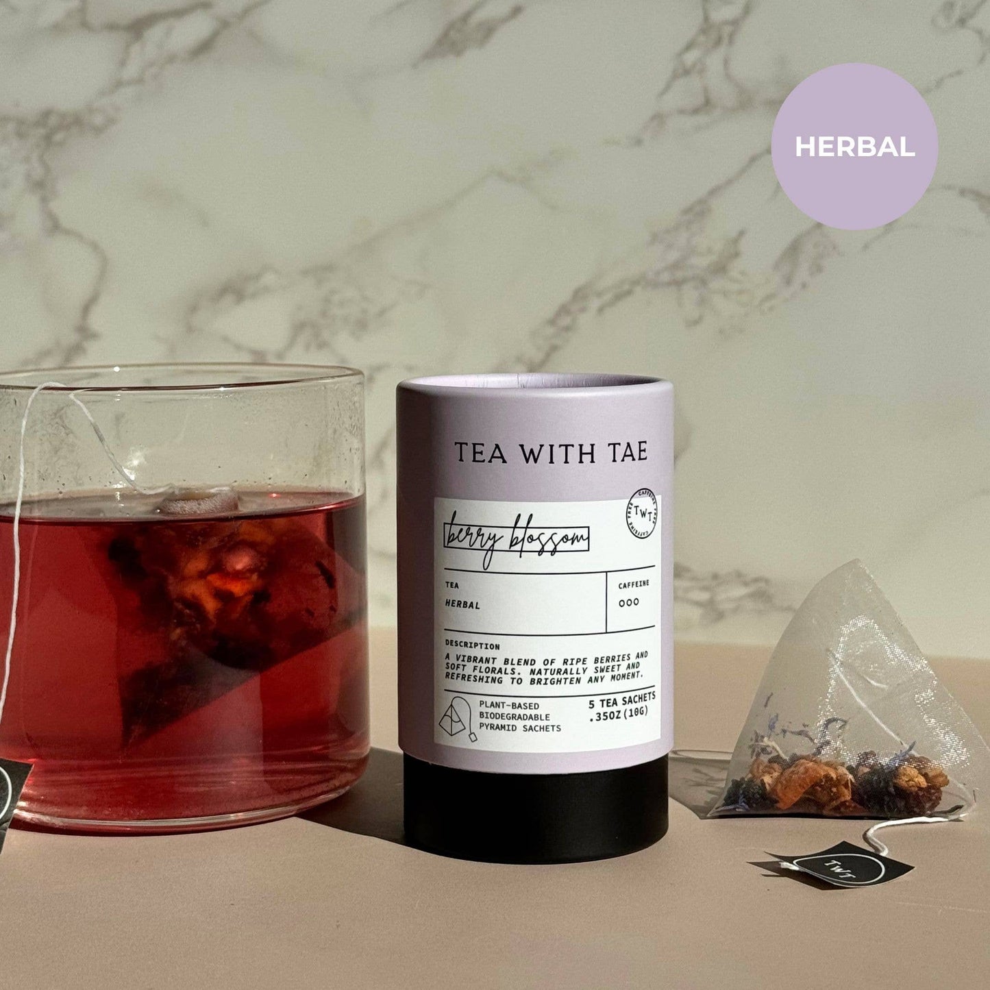 Tea with Tae - Berry Blossom Herbal Mini Tea Tube (5 tea bags)