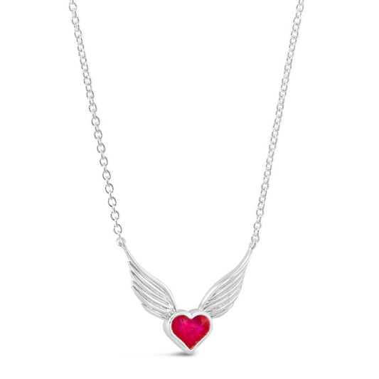 Angel Wing Heart Necklace by Ally G with Pink Tiger Eye