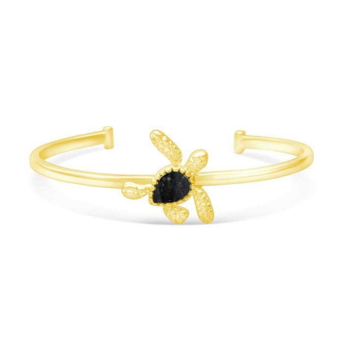 Explorer Turtle Cuff Bracelet - Gold - Green Sandstone