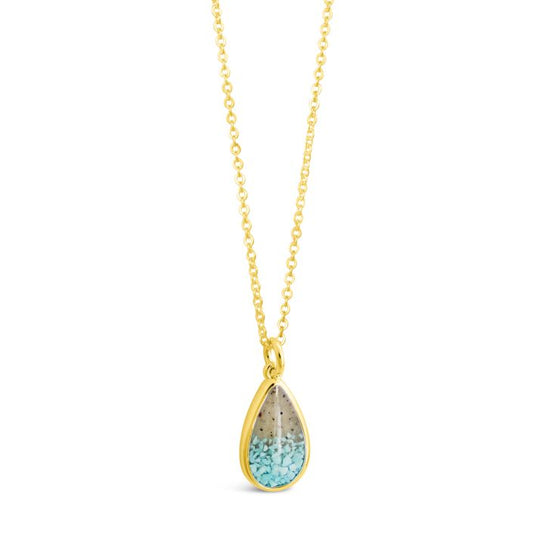 Teardrop Necklace - Turquoise Gradient and Sand from The Beaches of Cape Cod