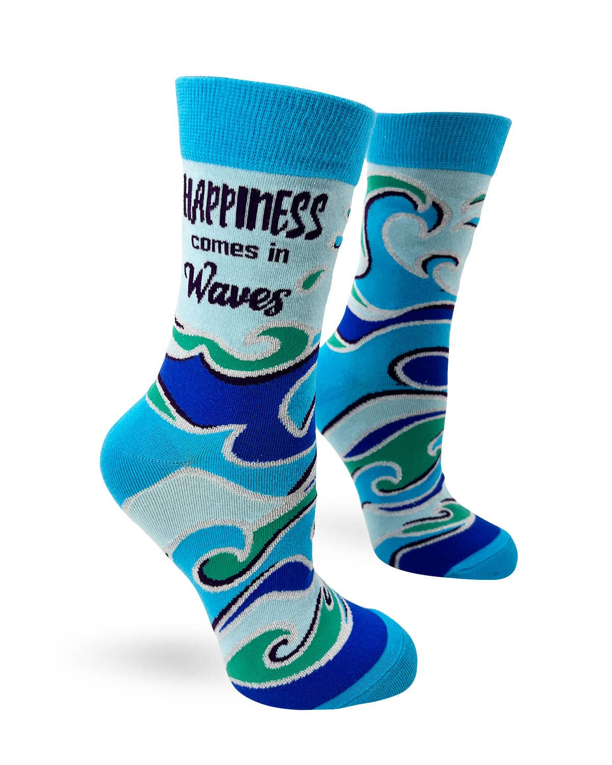 Fabdaz - Happiness Comes in Waves Women's Crew Socks