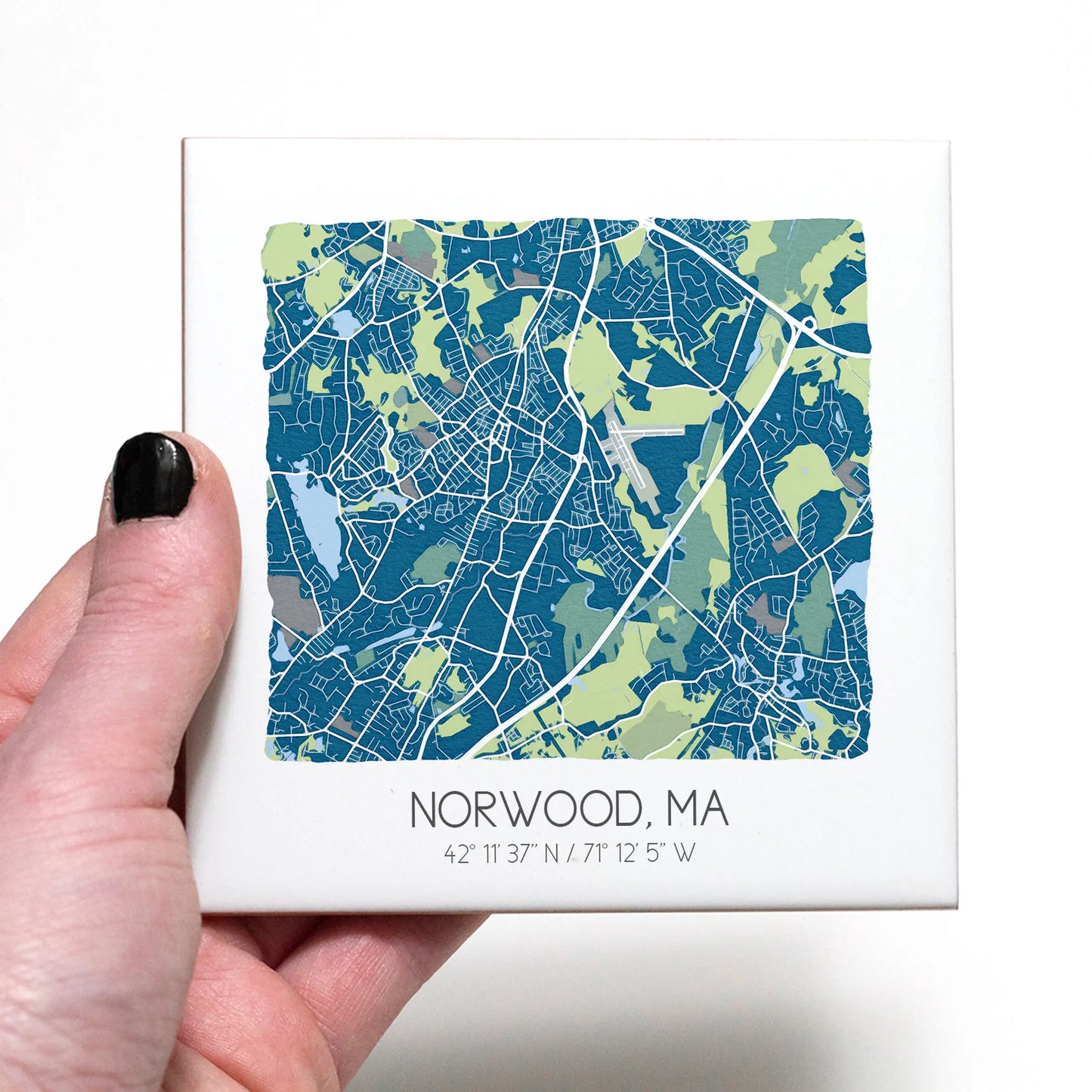 Watercolor Norwood Map Coasters