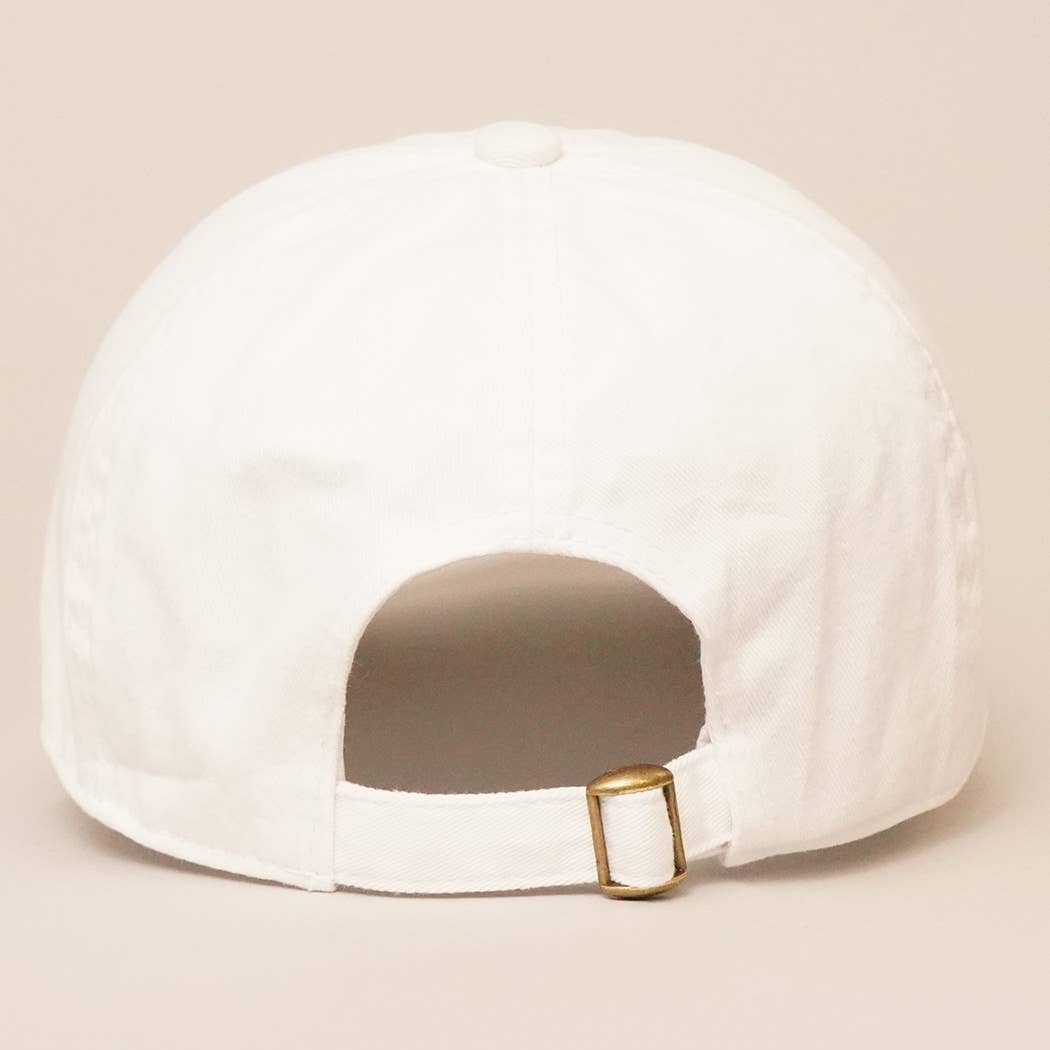 Shark Embroidered Cotton Baseball Cap - White
