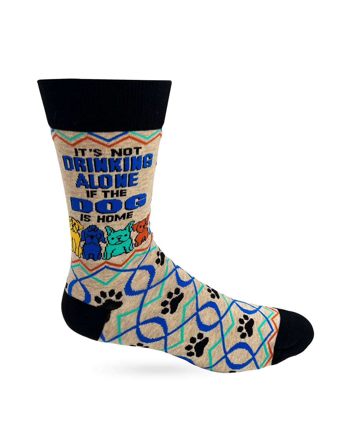 Fabdaz - It’s Not Drinking Alone if the Dog is Home Men's Novelty Crew Socks