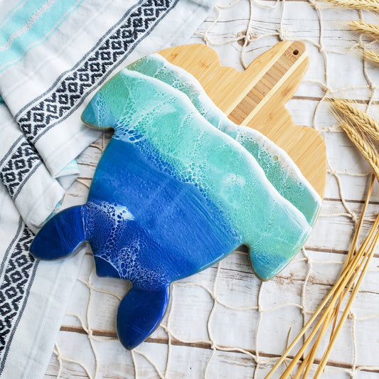 Citrus Waves Art - Sea Turtle Charcuterie Board: Blue