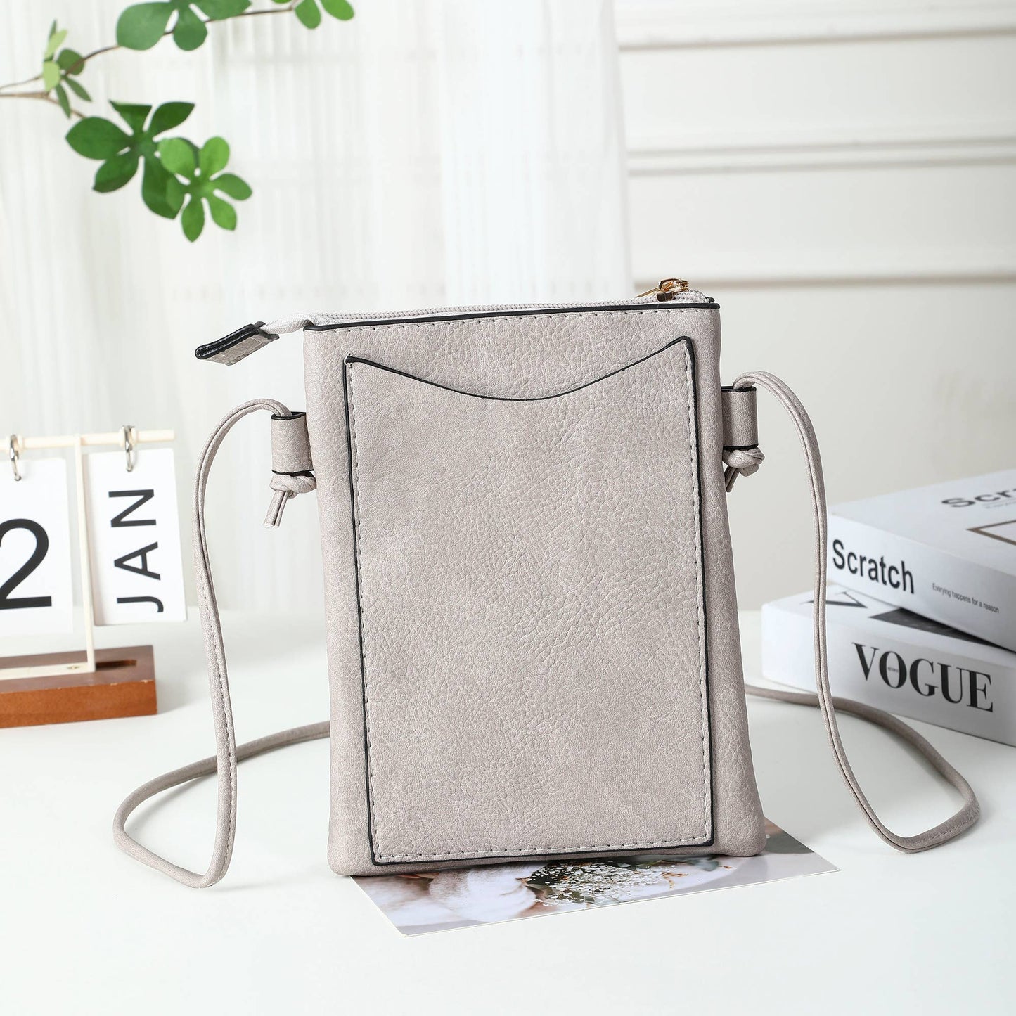 Shine Mark Accessories - Sand - Floral Lacer cut crossbody cellphone bag