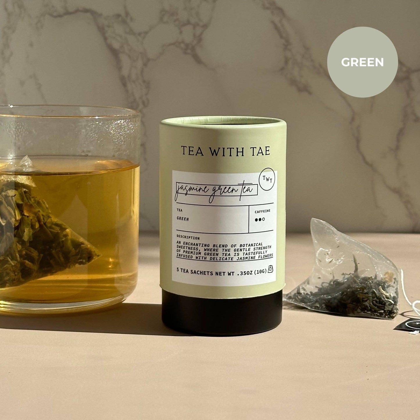 Tea with Tae - Jasmine Green Tea Mini Tube Gift (5 tea bags)