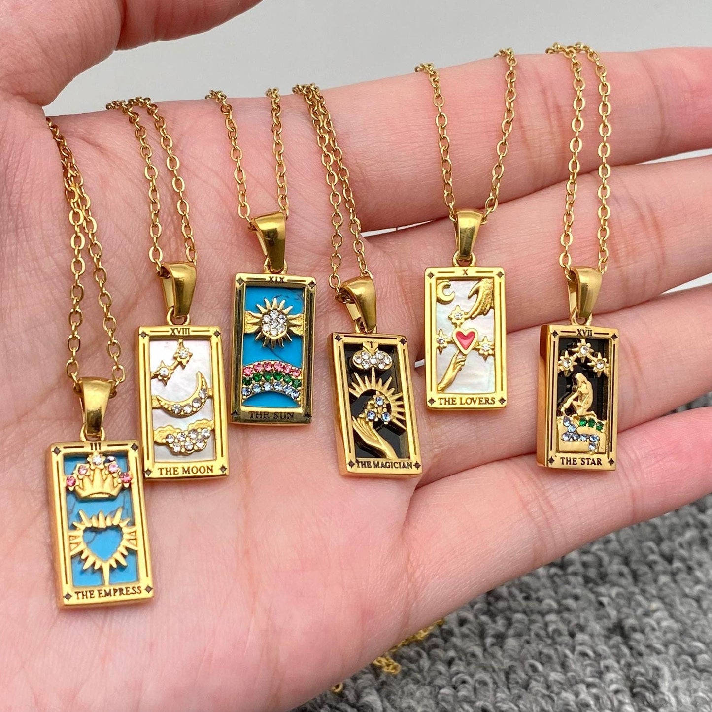 Tarot 18K Gold Plated Steel Necklace: Sun