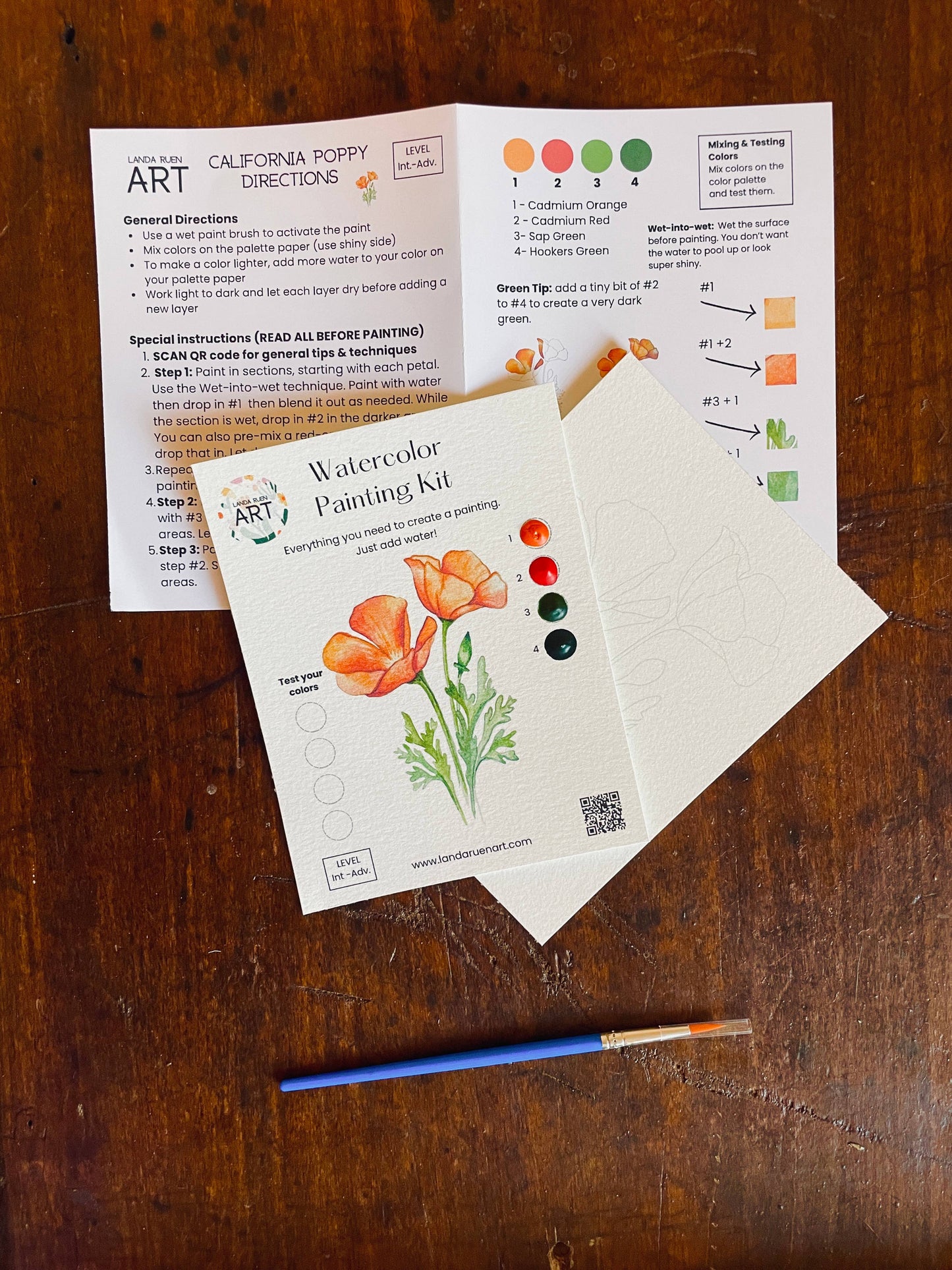 Landa Ruen Art - California Poppy Watercolor Kit